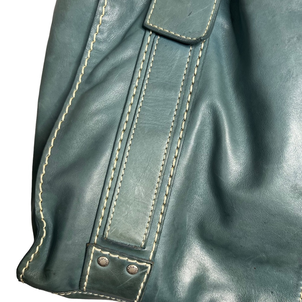 FOSSIL BLUE LEATHER SATCHEL - Picture 9 of 16